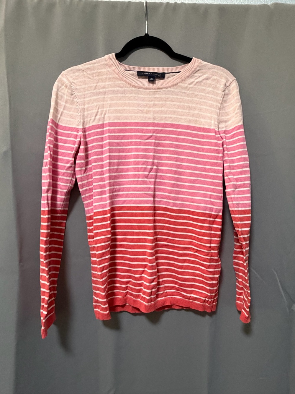 Tommy Hilfiger Pink to Coral Striped Ombre Long-Sleeve Sweater